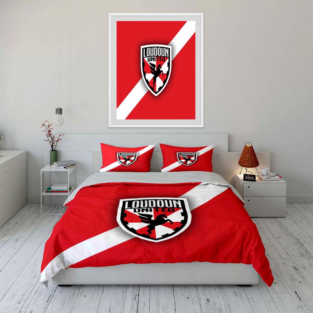 Loudoun United Logo Bedding Set Bedding Duvet Cover Set Duvet Cover Pillowcases (1 * Duvet Cover 2 * Pillowcases, without duvet insert)