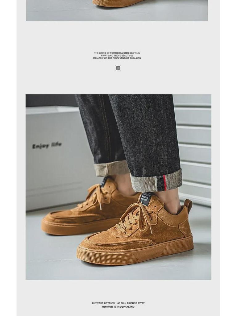 Men's Retro Low-Top Sneakers: Trendy Solid Color Casual Sports Shoes for Spring and Autumn