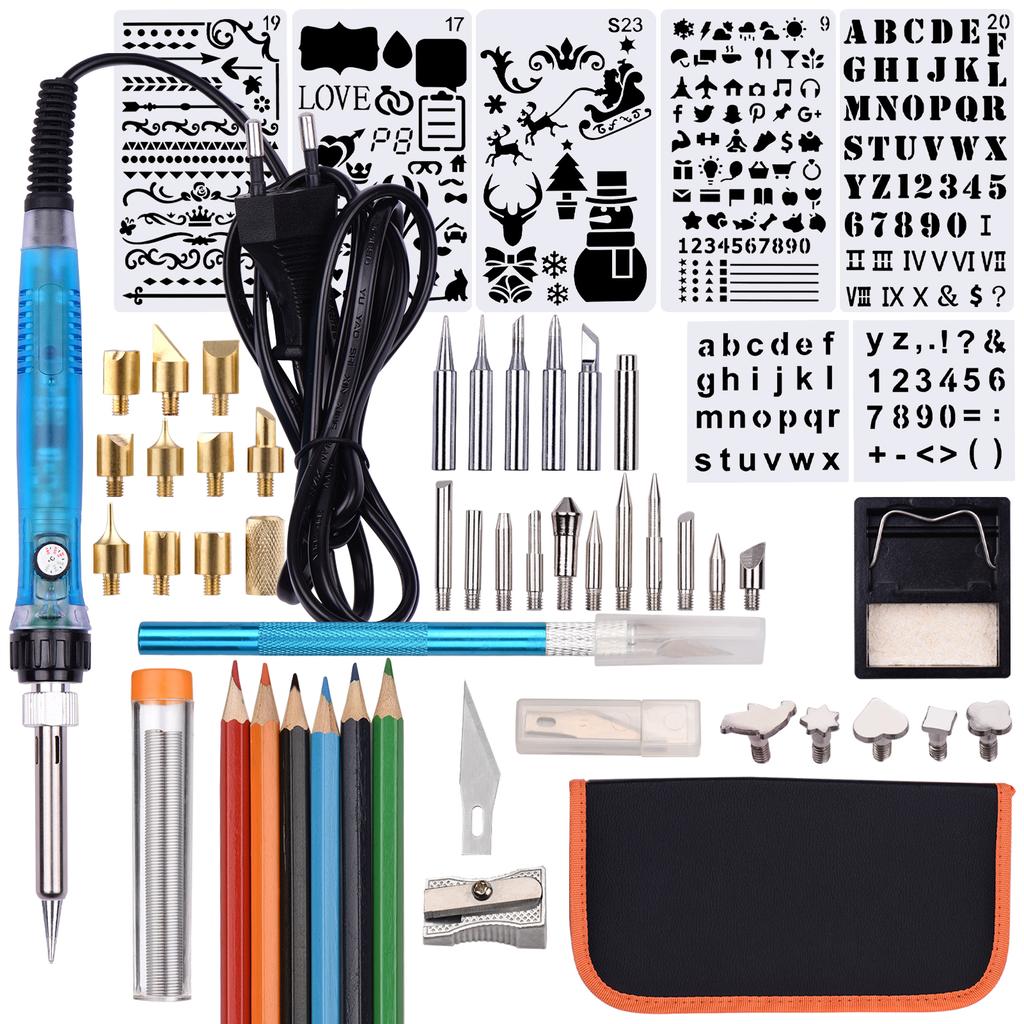 Wood Burning Tool Kit 55PCS Professional Pyrography Pen Soldering Iron Set Adjustable Temperature