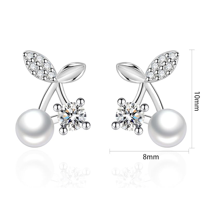 Zoomers Earrings Cherry Cherry Silver Zirconia Plating Cute Popularity South Korea Fashion Accessories Jewelry Fashionable Gift Present Gift Beautiful