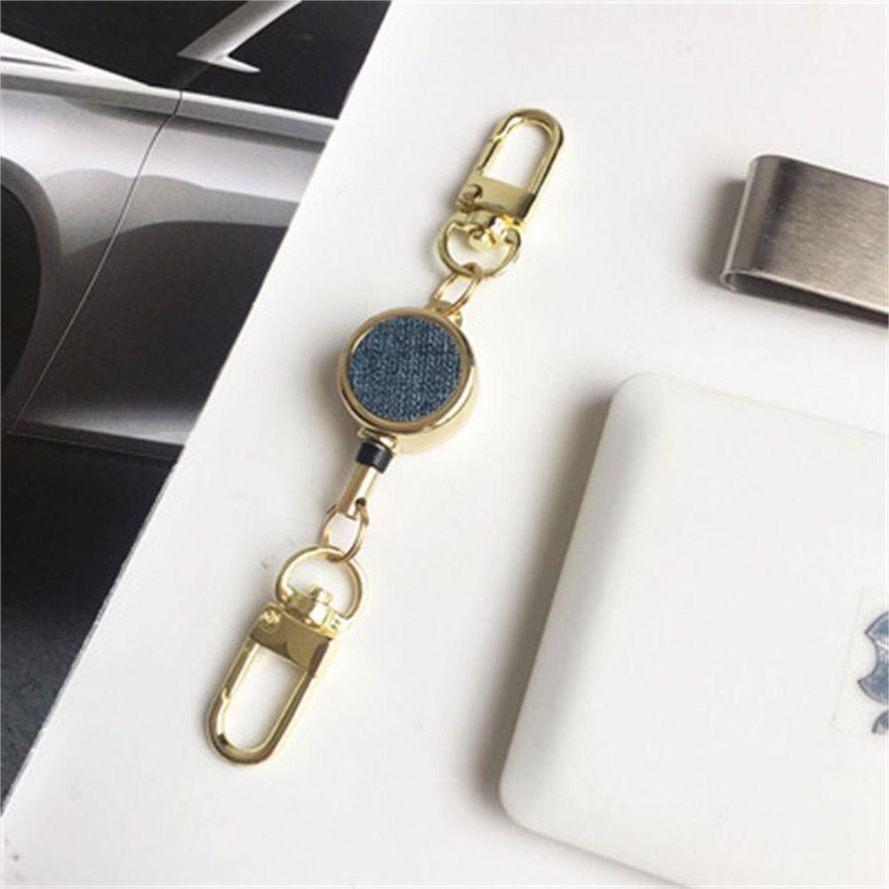 Extendable Retractable Badge Reel Pull Keyring Easy Pull Buckle ID Lanyard Key Ring Name Tag Elastic Metal Badge Holder