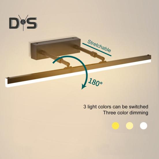Светодиодный настенный светильник с регулируемой цветовой температурой, регулируемой яркостью, без мерцания, широко используемый современный светодиодный светильник для туалетного столика, подсветка для картин