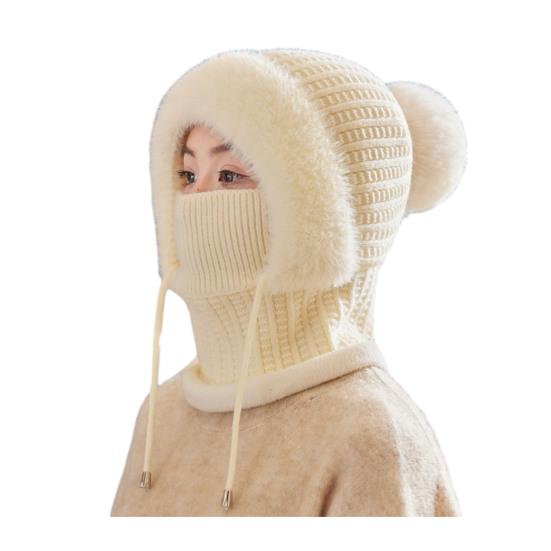 Вязаная шапка женская ветрозащитная утепленная конструкция мягкая флисовая подкладка 3-в-1 зимняя теплая шапка для приключений на открытом воздухе катания на лыжах пеших походов головной убор