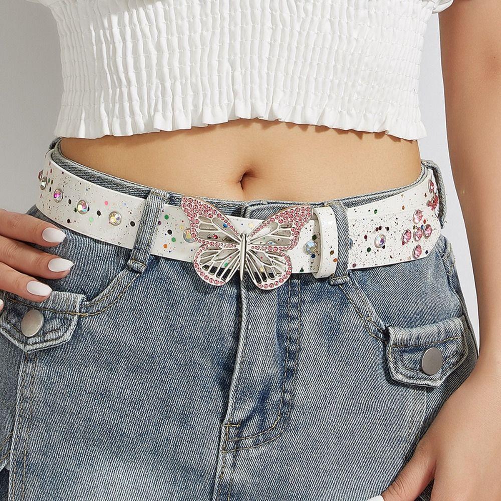 Punk Butterfly Waistbands Hollow Women Waist Belt Aesthetic Waist Belt Trouser