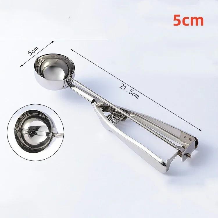 Stainless Steel Ice Cream Spoon Spring Handle Mash Potato Watermelon Ball Spoon Ice Cream Mold Home Kitchen Accessories Gadgets