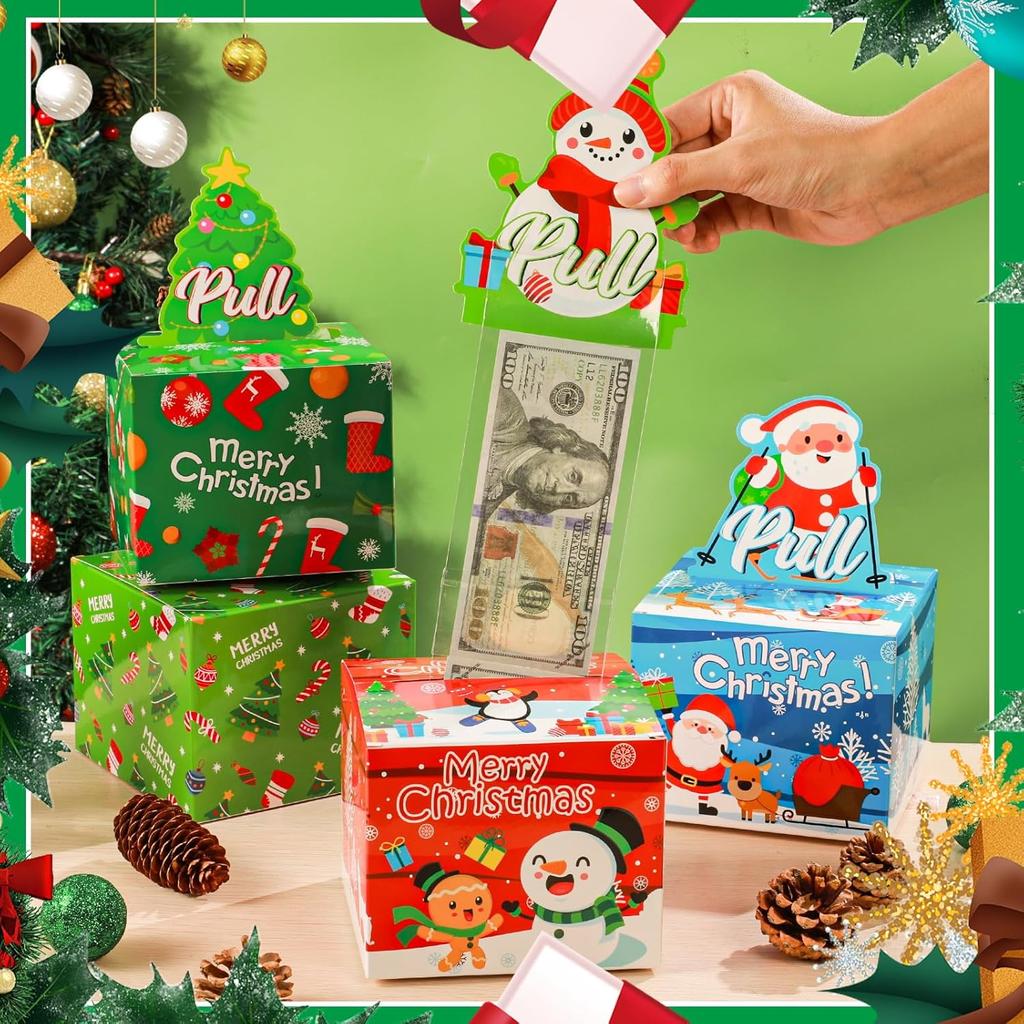10PCS New Christmas Gift Father Christmas Elk Christmas Tree Pattern Money Draw Surprise Box Festive Small Gifts Party Supplies