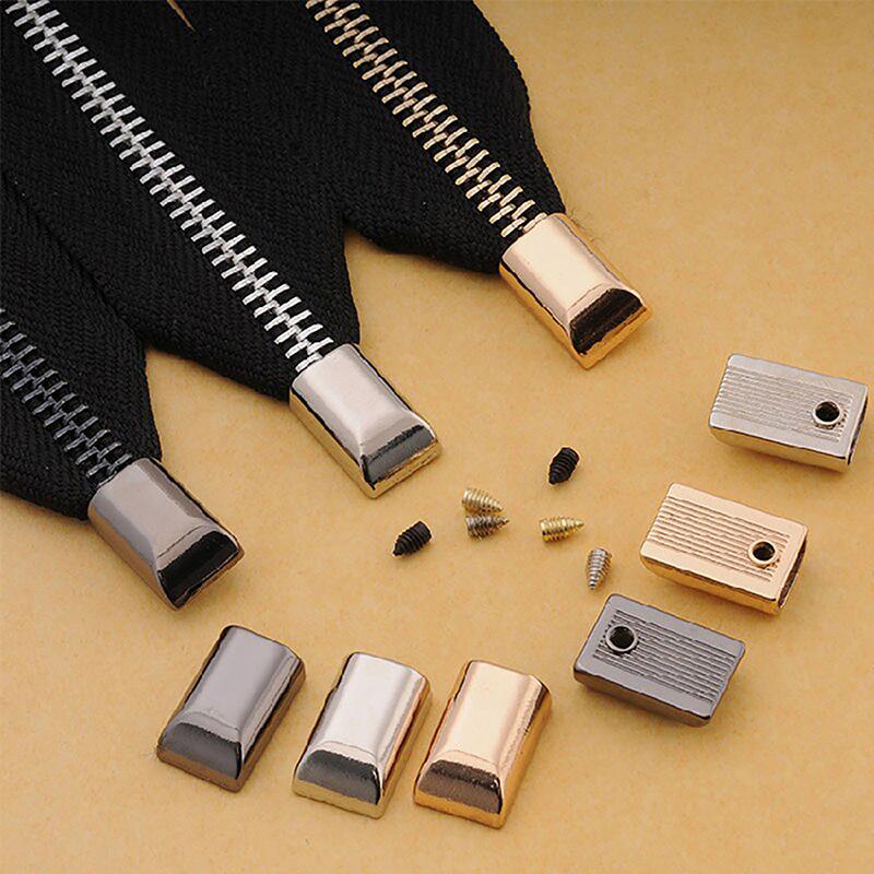 10Pcs Metal Zipper Stopper Zipper Tail Clip Stop Tail Plug Head With Screw Diy