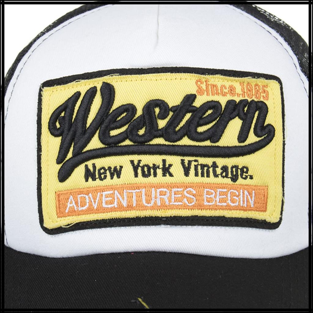 Mesh English CA663 [White Fang] Cap, Distressed, Letters, Hat, Running, Outdoor, Women, Men, (Black)