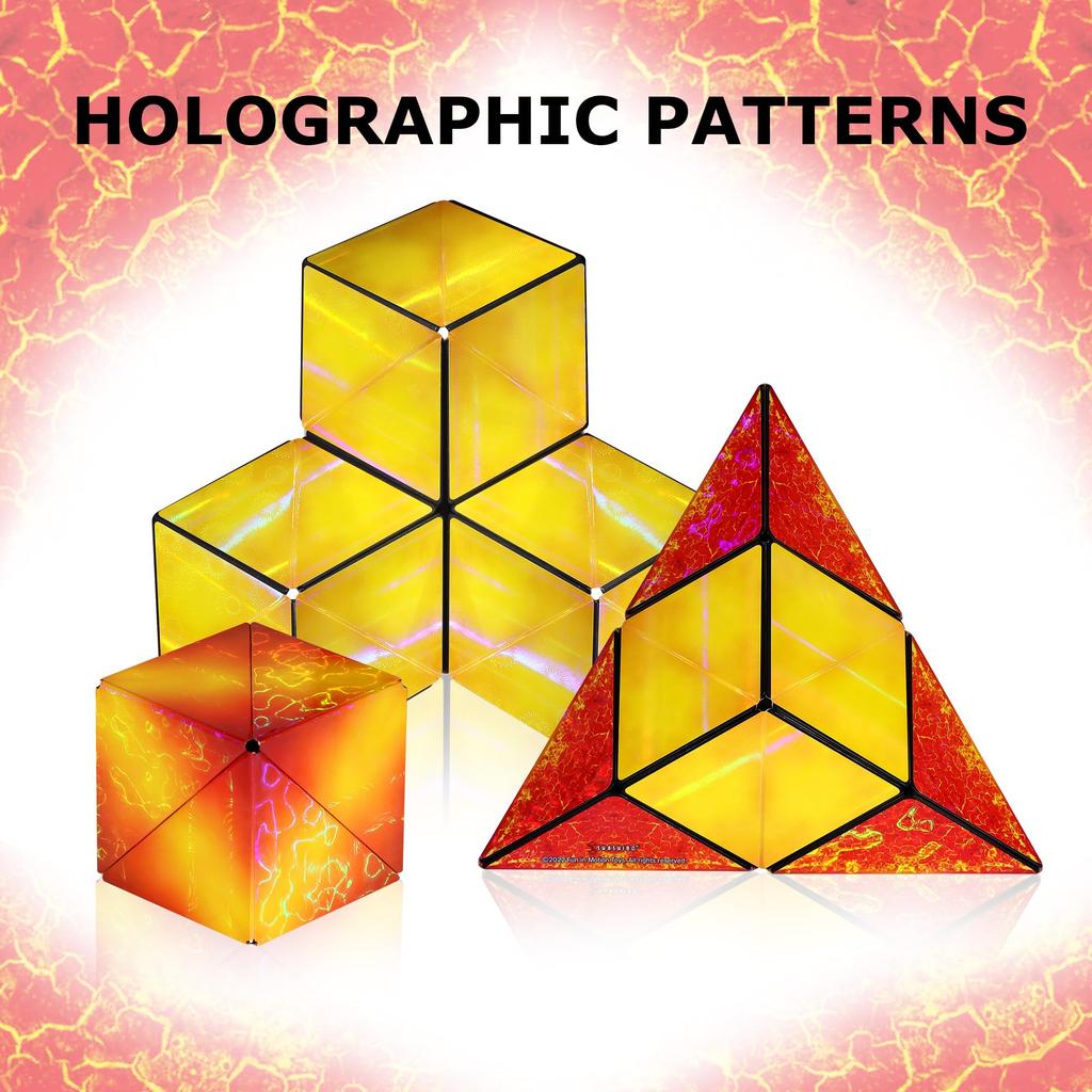 Запатентованный кубик-фигурка SHASHIBO Shape Shift Box с 36 редкоземельными магнитами, трансформирующийся в более чем 70 форм (Голограмма Солнечная)