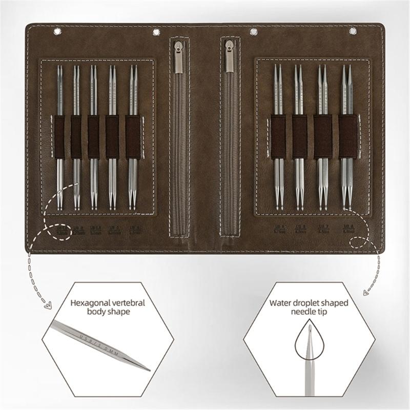 Набор шестигранных и круглых спиц из нержавеющей стали для шитья и вязания, съемный, в форме капли, для любителей рукоделия