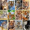 DIY Tiger 5D Diamond Painting Full Round Drill Animal Diamond Embroidery Cross Stitch Mosaic Kits Resin Wall Art Home Decor