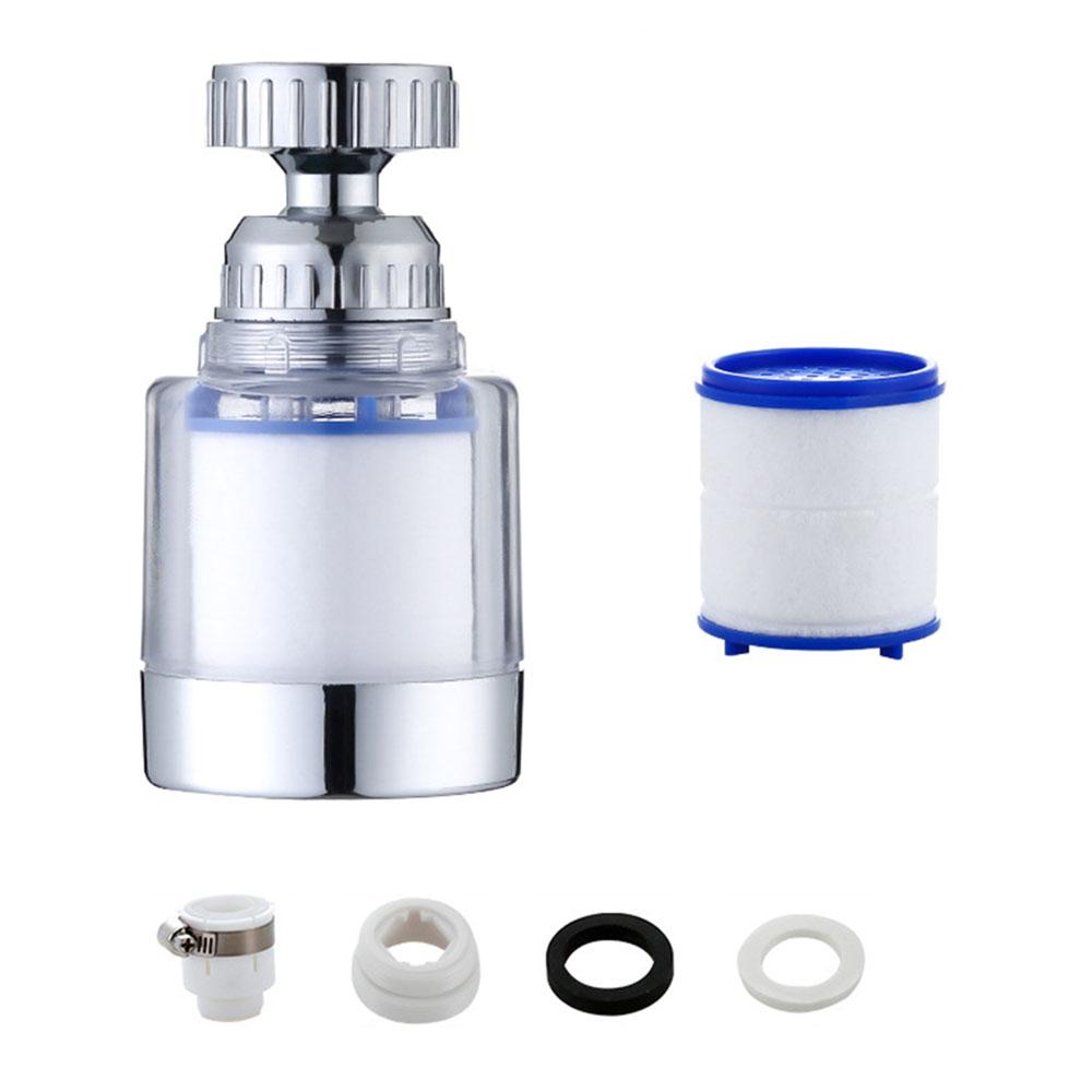 Faucet Filter Splash-Proof Aerator Kitchen Tap Rotating Spout with Universal Connector + Spare Filter Element