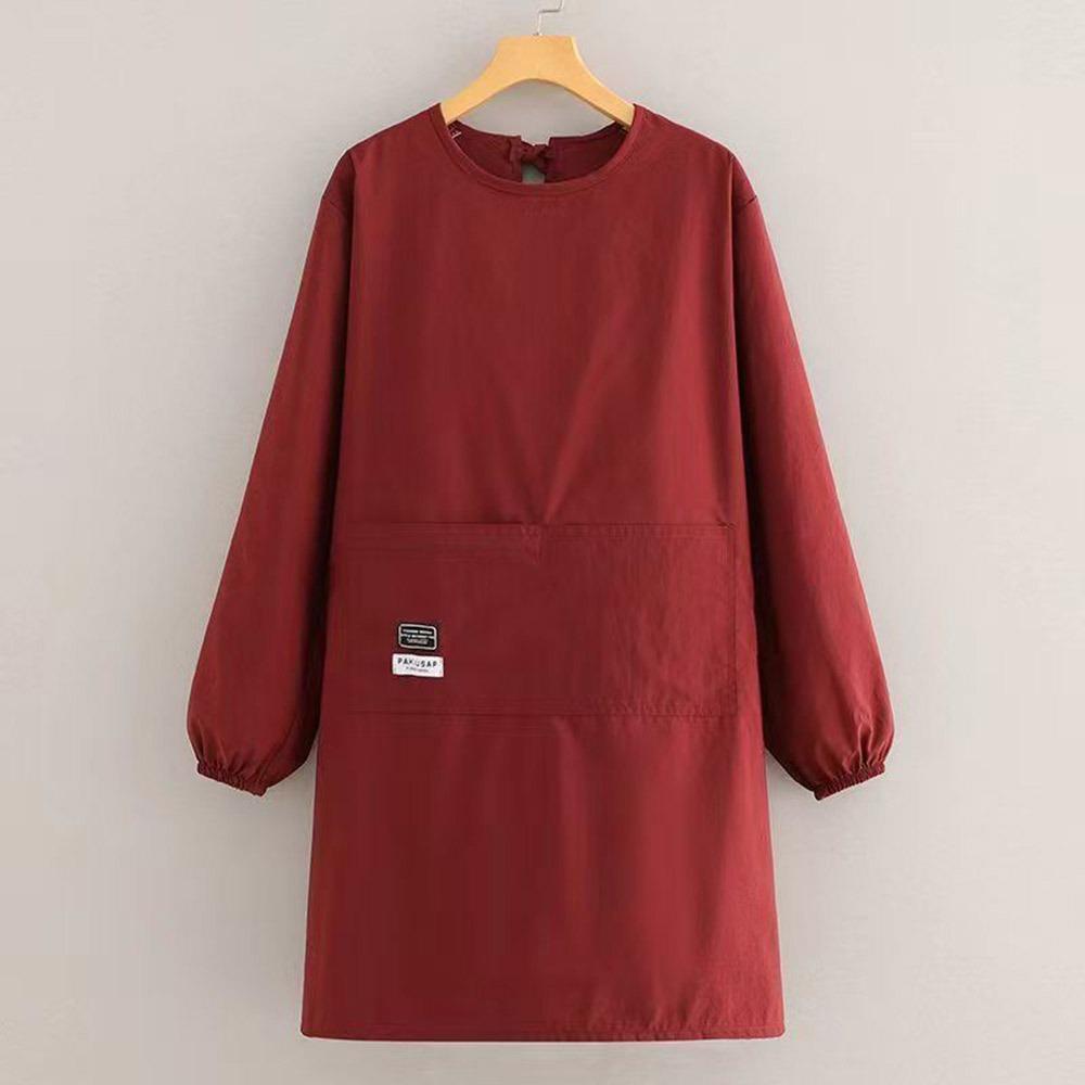 Solid color Kitchen Apron Waterproof Anti-fouling Cooking Baking Bibs Long Sleeve Breathable Coffee House Aprons