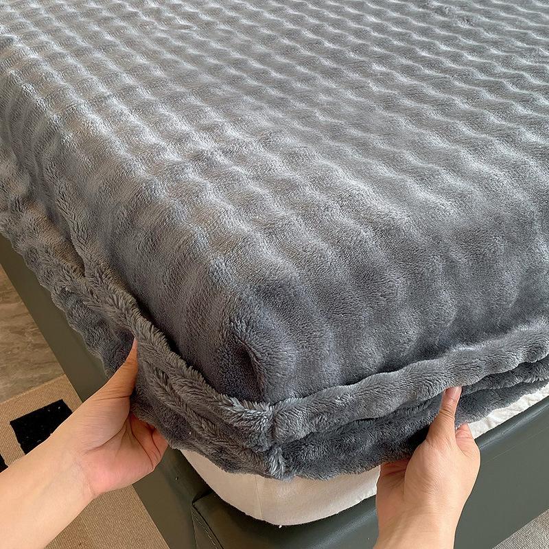 Зимняя постель, теплая простыня на резинке, постельное белье, чехол для матраса, утолщенная плюшевая эластичная простыня, зимнее коралловое флисовое роскошное покрывало для двуспальной кровати