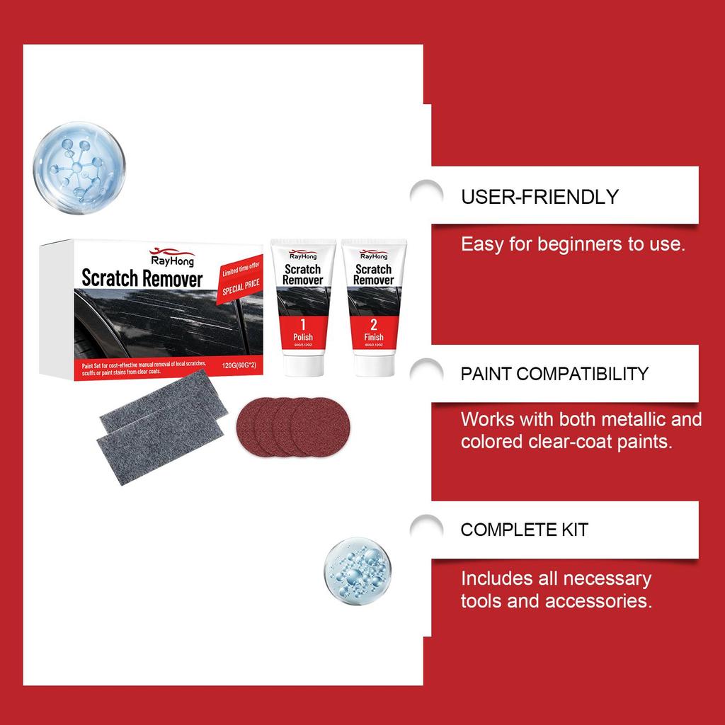 Car Scratch Repair Kit - Easy to Use for Beginners, Compatible with Multiple Paint Types, Local Touch-up DIY Set
