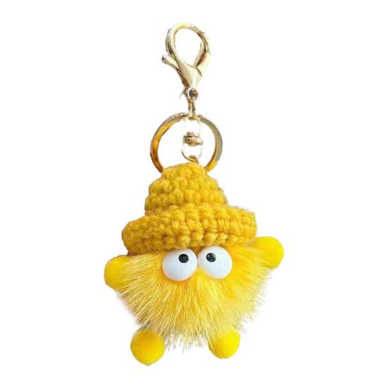 Keychain Imitation Mink Hair Cartoon Doll Charm Key Ring Fade-Resistant Compact Lightweight Backpacks Car Key Holder
