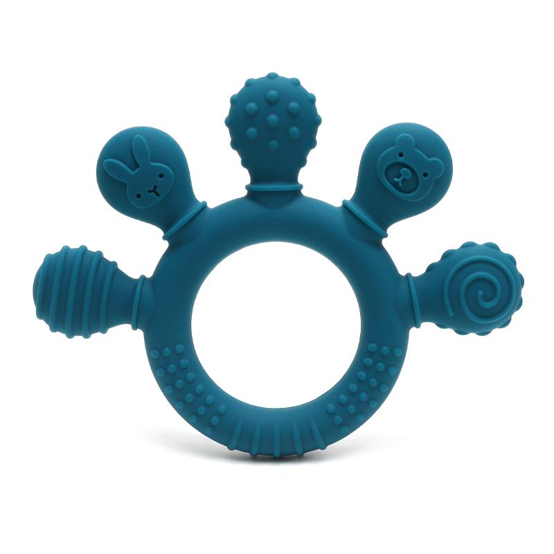 Color Kids Baby Silicone Teether Toy BPA Free Kids Chewing Ring Baby Toy Newborn Cartoon Silicone Teething Toys Baby Accessories