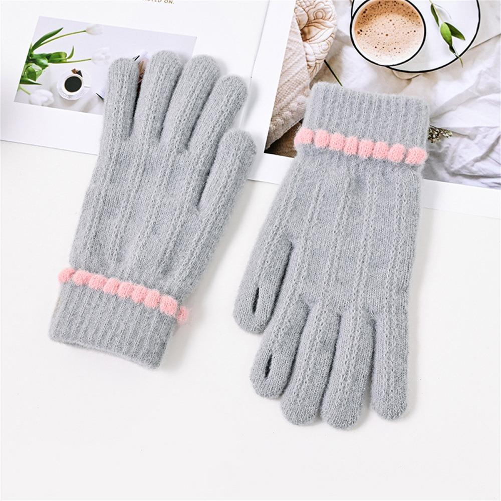 Knitted Full Finger Gloves Stretchy Knitting Mittens Fashion Winter Gloves for Female