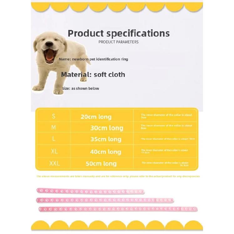 12 Pack Newborn Puppy & Kitten Identification Collars – Adjustable Soft Paw Print Whelping ID Bands for Litter Marking