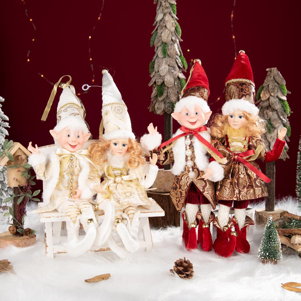 Elf 45cm Christmas Decoration 2024 Doll Toy Hanging Standing Decor Navidad Pendant Ornaments For Home New Year Gift For Kids