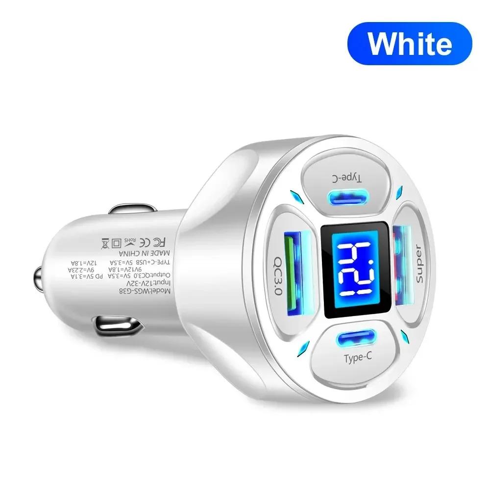 3.0 Быстрая зарядка Адаптер для мобильного телефона 66 Вт USB PD Автомобильное зарядное устройство 2 USB-порта + 2 PD Зарядное устройство Быстрая зарядка