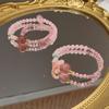 Natural Pink Quartz Bracelet Double Layer Stackable Strawberry Crystal Beaded Wrap Bangle Women
