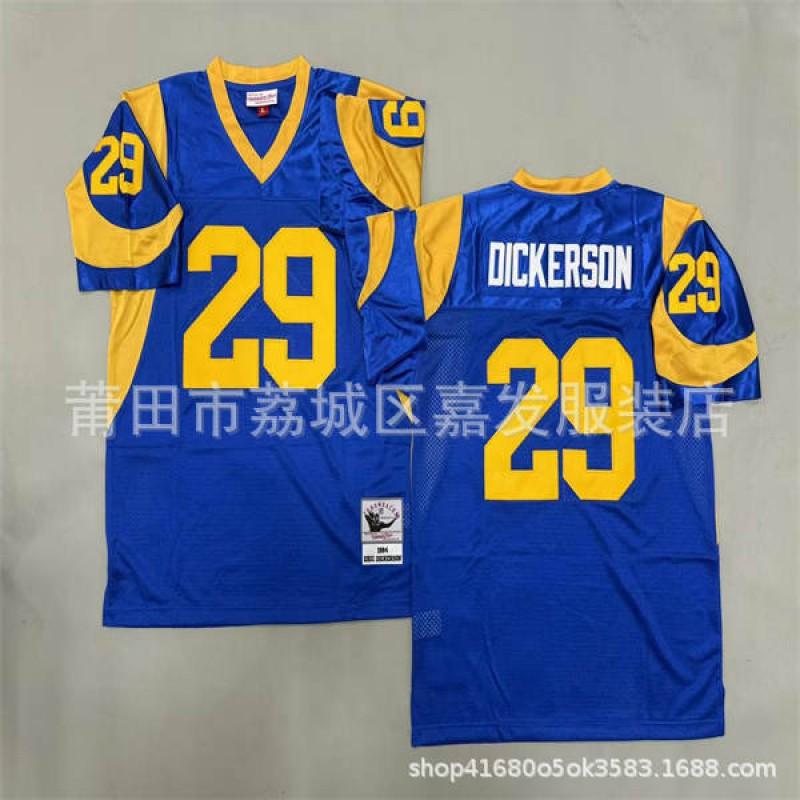 Mens Retro Rams Football Jersey Vintage Style Embroidered Training Uniform American Fans