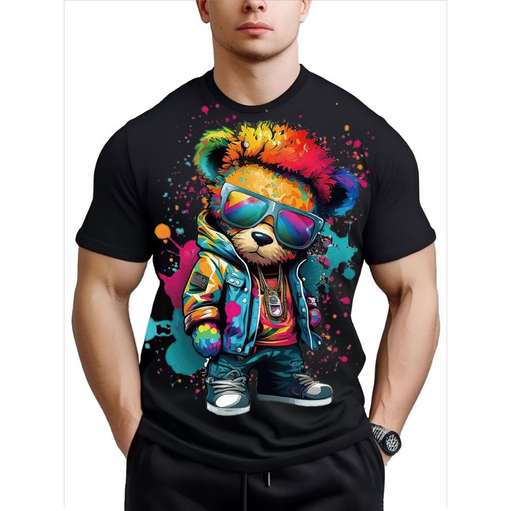 Летняя мужская футболка с 3D цифровой печатью, повседневная и удобная универсальная мужская футболка с круглым вырезом и короткими рукавами