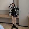 Большие размеры женские блузки с коровьим принтом Harajuku Colorblock Cartoon Button Up Shirt Свободные повседневные топы с длинным рукавом в винтажном стиле Streetwear