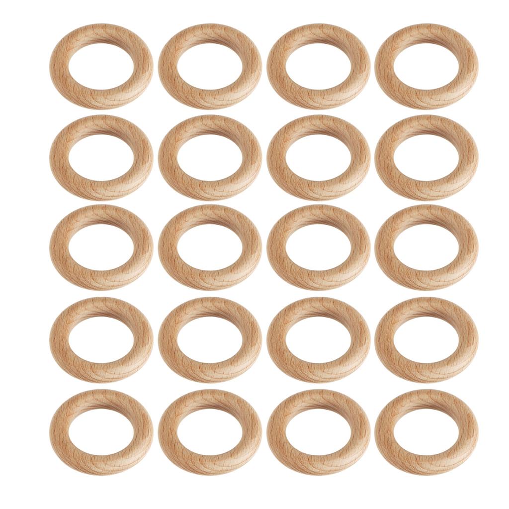 30Pcs Wooden Ring Beech Wood Craft Wood Ring Accessory Set Kit for DIY Home Decoration 7cm 2.76in