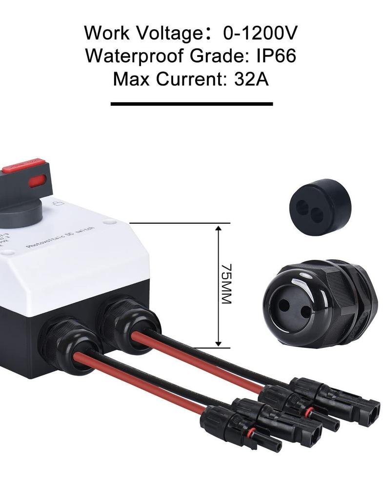 DC1200V PV разъединитель IP66 32A автоматический выключатель солнечный разъединитель коробка