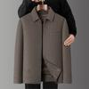 Mens Reversible Wool Blend Jacket With Removable Down Inner Liner Slim Stand Collar Warm Winter