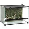 Reptile Glass Terrarium With Stone Background Front Ventilation Escape Proof Knob Lock 50 X 30 X 35 Cm Black