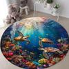 Круглый коврик «Подводный мир» с принтом морских черепах, кораллов и рыб, придверный коврик, нескользящий, впитывающий, ковер для детской комнаты, гостиной, домашний декор
