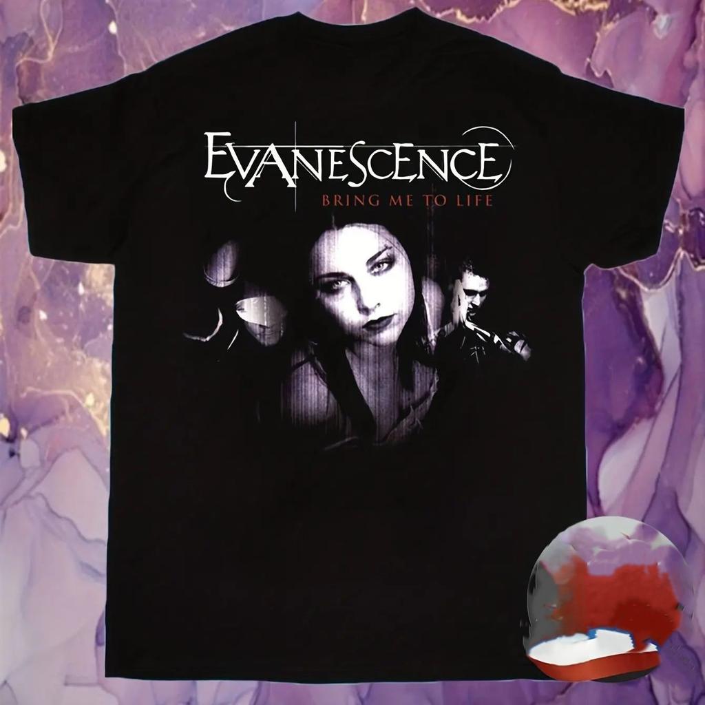 Винтажная стирка Evanescence Готик Метал Рок-группа Ретро Y2K Музыкальный мерч Подарок фанату Графическая футболка Мужская Женская Печатная футболка Летняя Повседневная Модная одежда