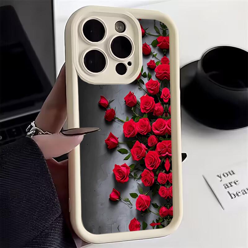 Красная Роза Цветок Силиконовый Мягкий Чехол Для Телефона Для Samsung Galaxy S25 S24 S23 S22 S21 S20 FE Plus Ultra A15 A35 A54 A55 Задняя Крышка