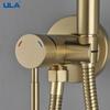 ULA портативный смеситель для биде, матовый золотой смеситель для унитаза и биде, смеситель для горячей и холодной воды, ванная комната, клапан Shattaf, струйный набор из нержавеющей стали