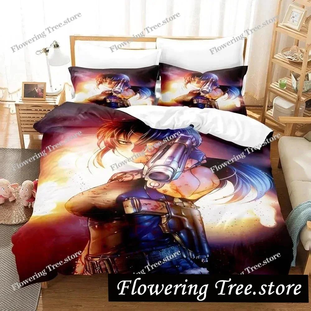 Anime Black Lagoon Bedding Set Duvet Cover Bed Set Quilt Cover Pillowcase Comforter king Queen Size Boys Adult Bedding Set029963