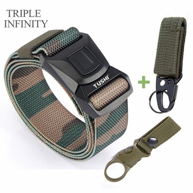 Новый мужской ремень для брюк, цинковый сплав, сменная пряжка, защитные мужские ремни для работы на открытом воздухе, быстросохнущий прочный нейлоновый повседневный вязаный ремень