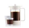 BODUM Coffee Maker Coffee Press BEAN French Press Coffee Maker 1000ml Stainless Steel Filter Glass Beaker Immersion Type Coffee Locking Lid Off-White