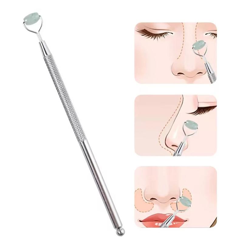 Натуральный нефритовый ролик для глаз против морщин Гуаша Двусторонний скребок для кожи лица Укрепляющий камень для лица Антивозрастной массажер для отеков под глазами