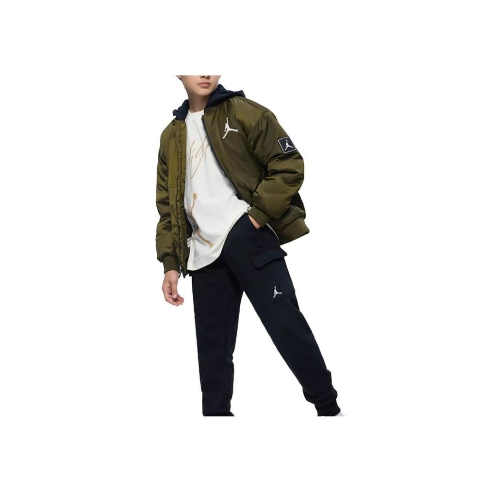 Jordan Модная хлопковая куртка с капюшоном и логотипом, с длинными рукавами, детские куртки Ivy-Green JD2342011GS-002