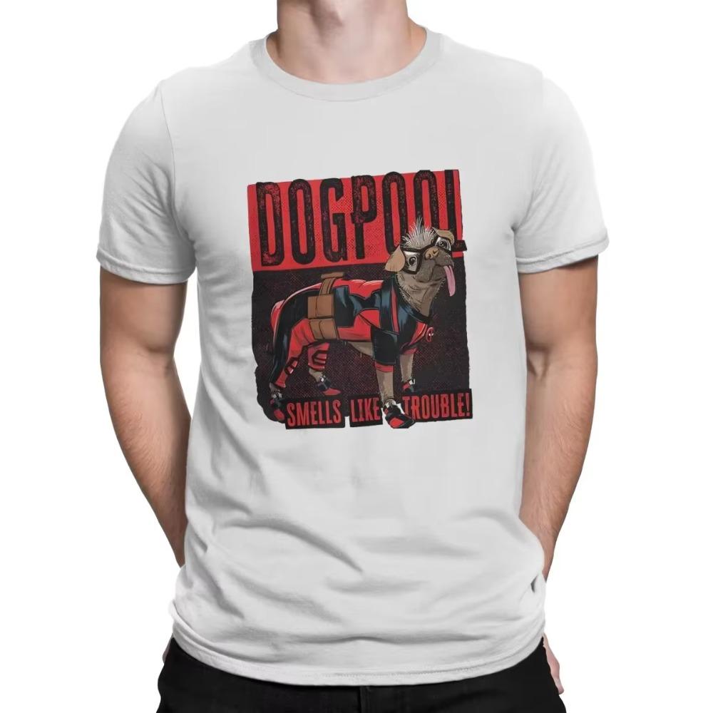 T Shirt for Men Vintage Dogpool Trouble Logo T-Shirt O Neck T Shirt Deadpool And Wolverine Short Sleeve Tee Shirt
