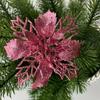 10pcs/set Christmas Glitter Flower 10cm Gold Silver Red Artificial Floral Head Xmas Tree Decoration Home New Year Navidad Gifts