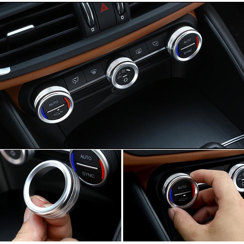 Автомобильная центральная ручка кондиционера, кнопка, кольцо, крышка переменного тока, украшение для Alfa Romeo Stelvio Giulia