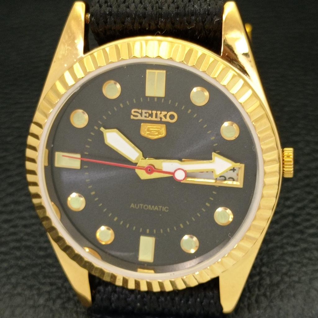 REFURBISHED VINTAGE SEIKO 5 AUTOMATIC JAPAN MENS BLACK DIAL WATCH a434407-2