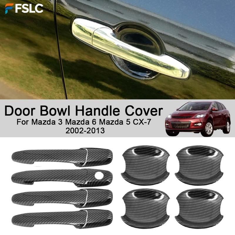 Car Decoration Door Bowl Handle Cover For Mazda 3 Mazda 6 Mazda 5 CX-7 2002-2013 Carbon Fiber Cars Accessories Upgrade