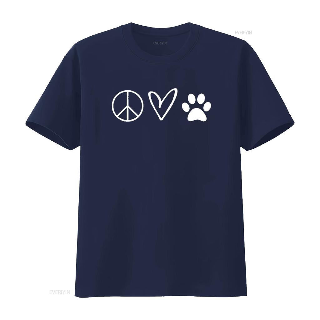 Funny Peace Sign Heart Paw Print Womens T Shirt Sarcastic Joke Black vintage Washed Casual Versatile Stylish streetwear