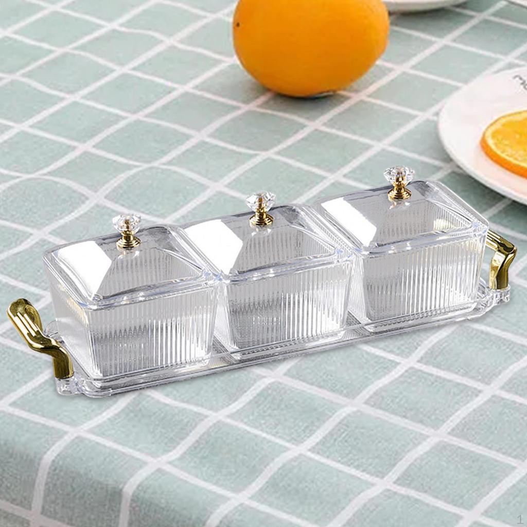 Тарелка для закусок из сухофруктов, разделенные сервировочные блюда Блюдо для конфет и орехов с крышкой для вечеринки