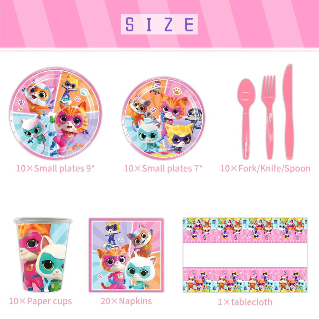 Superkitties Birthday Balloons Party Decorations Napkins Cake Topper Party Supplies Baby Shower Child Birthday Party Favors